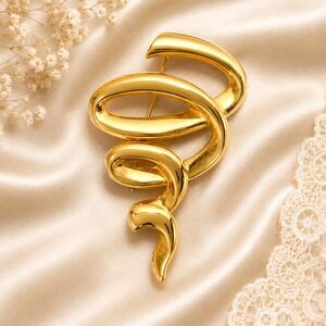 Vintage JJ Jonette Jewelry Gold Tone Freeform Brooch